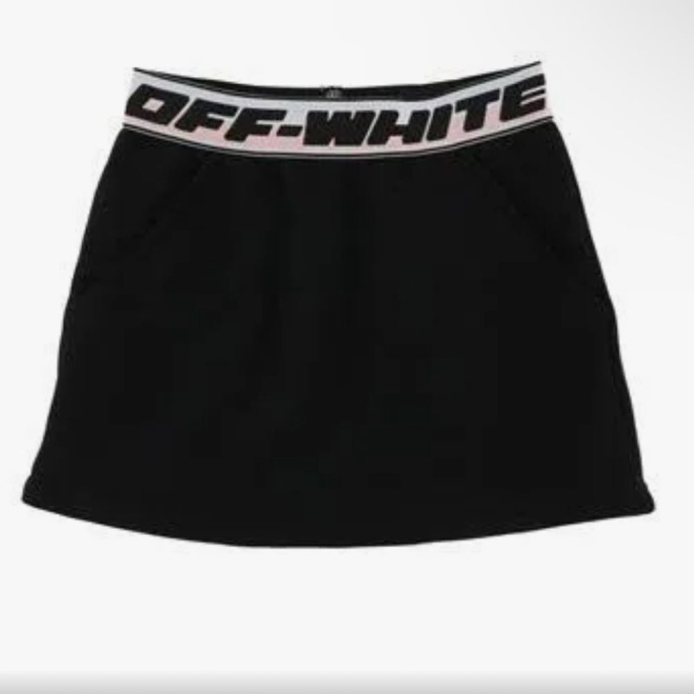 OFF-WHITE | NEW Kid’s Fleece Black Skirt with Pink White Waistband Girls Size 6